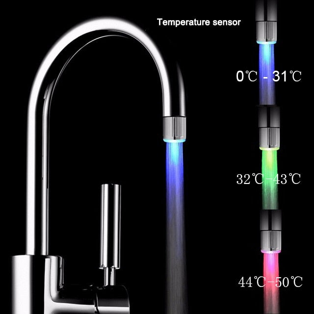 LED Temperature Sensitive 3-Color Light-up Faucet Kitchen
